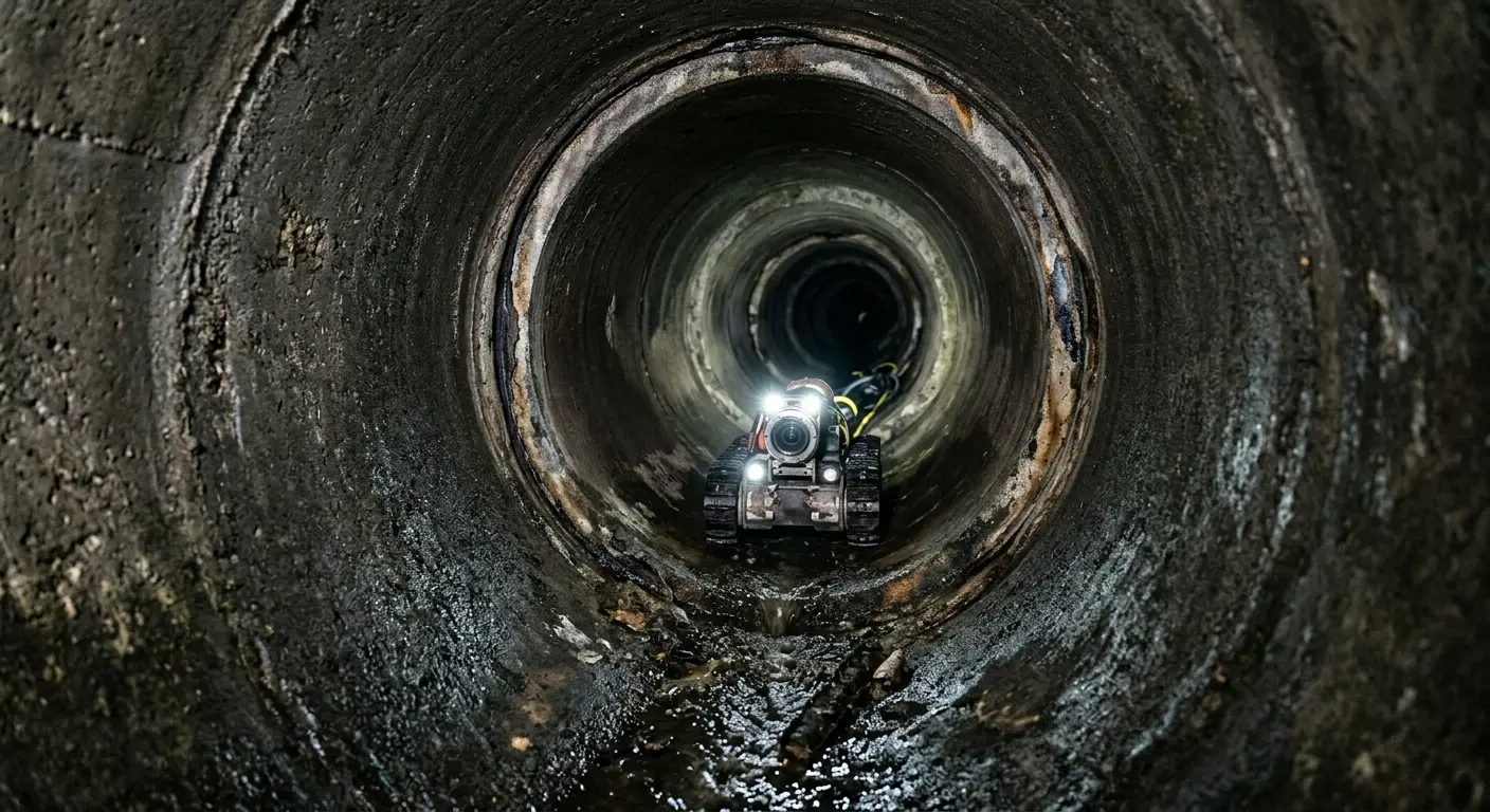 Robotic sewer camera inspecting pipe interior for Drain Snake Service in Waxahachie